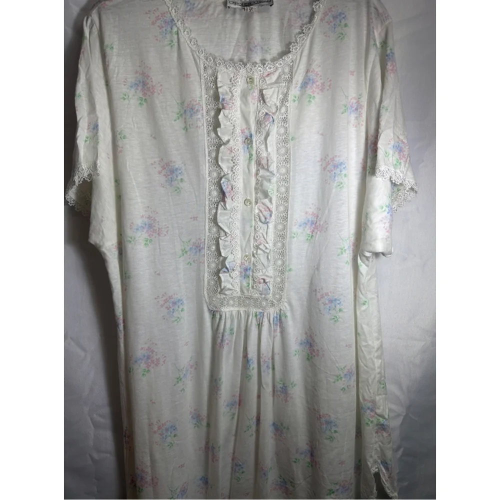 Vintage 80s Carole Hochman Cotton Nightie B Altman 5th Ave Romantic Cottagecore